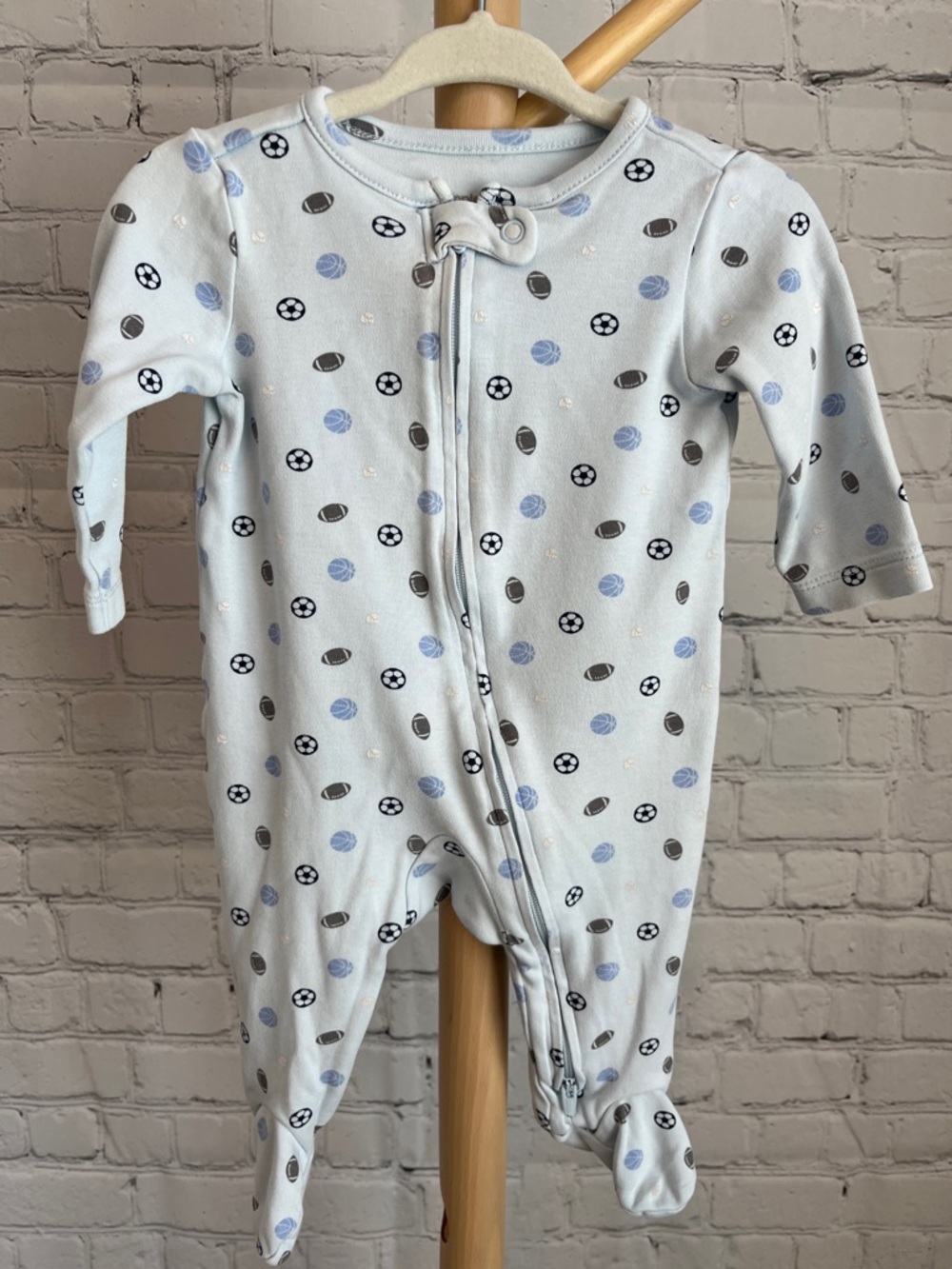 ⭐️⭐️PICK 5 / $20 Simple Joys Blue Baby Footed One-Piece with Sports Print